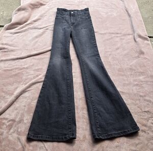 We The Free Jayde Flare Jeans 27 onyx black stretch Y2K tall trend zip REVOLVE